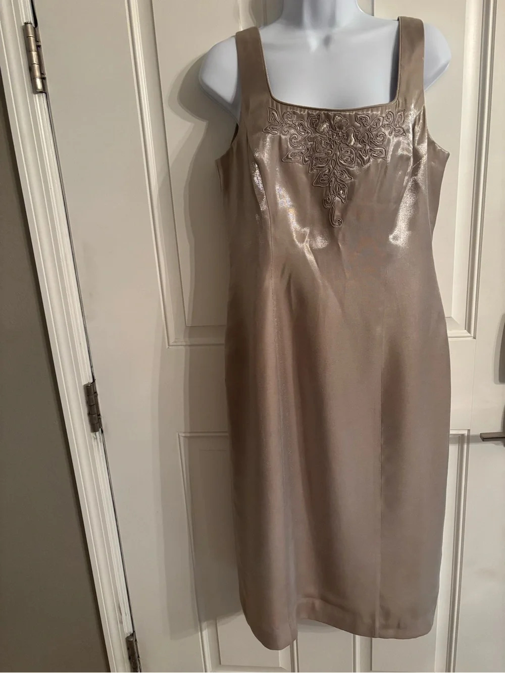 Alex Evenings Shimmering Dusty Beige Two-Piece Evening Set - Picture 9 of 9